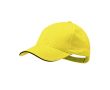 Casquette en coton peigné 6 panneaux avec détail sur la visière couleur jaune