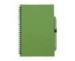 Carnet et stylo assortis en paille de blé, format A5, pages lignées couleur vert