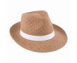 Chapeau en papier couleur naturelle avec bande personnalisable couleur marron