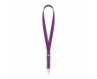 Tour de cou impression intégrale en polyester avec mousqueton ou clip couleur mauve