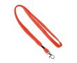 Tour de cou impression intégrale en polyester avec clip et mousqueton couleur rouge foncé