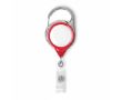 Porte-badge rétractable impression intégrale avec mousqueton et clip couleur rouge