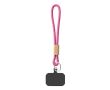 Dragonne courte pour téléphone impression intégrale et partie bambou couleur fuchsia