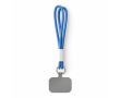 Double cordon pour téléphone impression intégrale avec patch couleur bleu