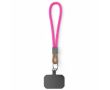 Dragonne pour téléphone impression intégrale avec patch et anneau couleur fuchsia