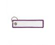 Étiquette brodée personnalisable en polyester avec anneau couleur mauve