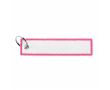 Porte-clés impression intégrale en forme d’étiquette brodée couleur fuchsia