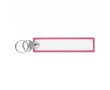 Porte-clés impression intégrale en polyester brodé avec double anneau couleur fuchsia