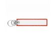 Porte-clés impression intégrale en polyester brodé avec double anneau couleur rouge foncé