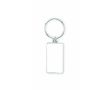 Porte-clés en fer nickelé impression intégrale de forme rectangulaire couleur blanc