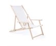 Transat en bois impression intégrale avec porte gobelet fabriqué en UE couleur blanc
