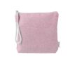 Trousse de toilette pastel en coton recyclé avec bracelet en corde couleur rose