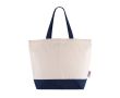 Sac en coton recyclé avec anse et base de couleurs 320 g/m2 couleur bleu