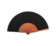 Éventail personnalisé élégant en bois foncé et tissu en polyester couleur noir