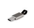 USB métallique impression intégrale avec logo lumineux et lanière couleur argenté