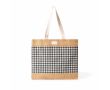 Sac en coton recyclé et jute à motif quadrillé 220 g/m² couleur blanc/noir