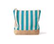 Trousse rayée en coton et jute avec cordon sur la tirette couleur bleu