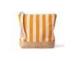 Trousse rayée en coton et jute avec cordon sur la tirette couleur orange