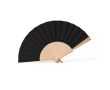 Éventail en bois et polyester avec tissu et cordon assortis couleur noir