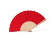 Éventail en bois et polyester avec tissu et cordon assortis couleur rouge