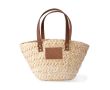 Petit panier en papier avec anses courtes et étiquette personnalisable couleur naturel