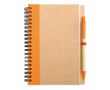 Carnet en papier recyclé avec détail en couleur couleur orange