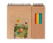 Carnet et crayons de couleur publicitaires couleur beige