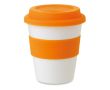 Tasse en plastique personnalisée avec couvercle 350ml couleur  orange