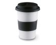 Tasse en céramique personnalisée avec couvercle 400ml couleur  noir