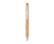 Stylo en bambou avec bouton poussoir couleur beige