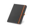 Carnet publicitaire A5 avec un support pour le stylo couleur orange