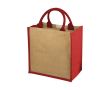Sac toile de jute personnalisable avec soufflet couleur rouge