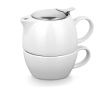 Set de thé 2 en 1 avec une théière et une tasse couleur blanc