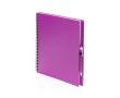 Cahier à spirale écologique avec stylo couleur fuchsia