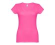 T-shirt floqué avec col V pour femme 150 g/m2 couleur fuchsia