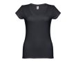 T-shirt floqué avec col V pour femme 150 g/m2 couleur noir