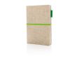 Carnet de note avec couverture en jute couleur lime