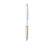Stylo en bambou avec pointeur tactile couleur blanc