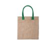 Tote bag en jute avec anses colorés couleur vert