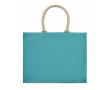 Sac cabas personnalisé ou de plage en jute couleur turquoise