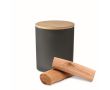 Bougie en verre et couvercle en bambou couleur noir