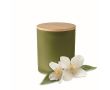 Bougie en verre et couvercle en bambou couleur vert