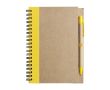 Carnet avec couverture et stylo recyclés couleur jaune