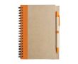 Carnet avec couverture et stylo recyclés couleur orange