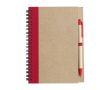Carnet avec couverture et stylo recyclés couleur rouge
