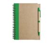 Carnet avec couverture et stylo recyclés couleur vert