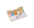 Ensemble avec bloc-notes, post-it et stylo couleur marron