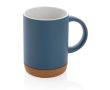 Tasse publicitaire colorée avec base en liège couleur bleu