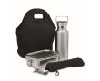Set avec bouteille, lunchbox, couverts et sac couleur noir
