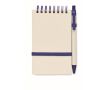 Bloc-notes recyclé avec stylo couleur bleu